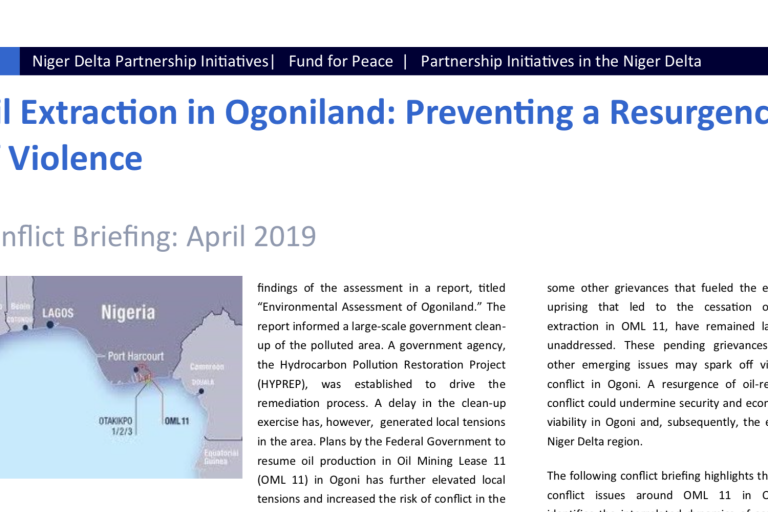 Oil Extraction in Ogoniland - Preventing a Resurgence of Violence - April 2019